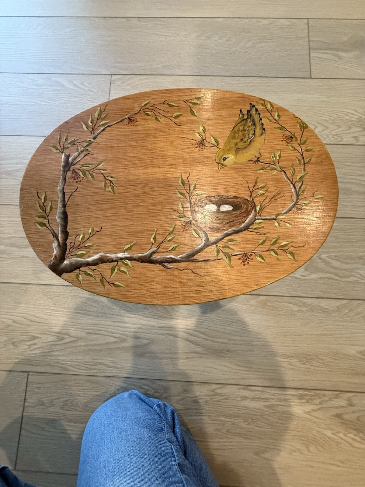 Hand Painted Kitchen Child Step Stool Bird Floral Spring Vintage