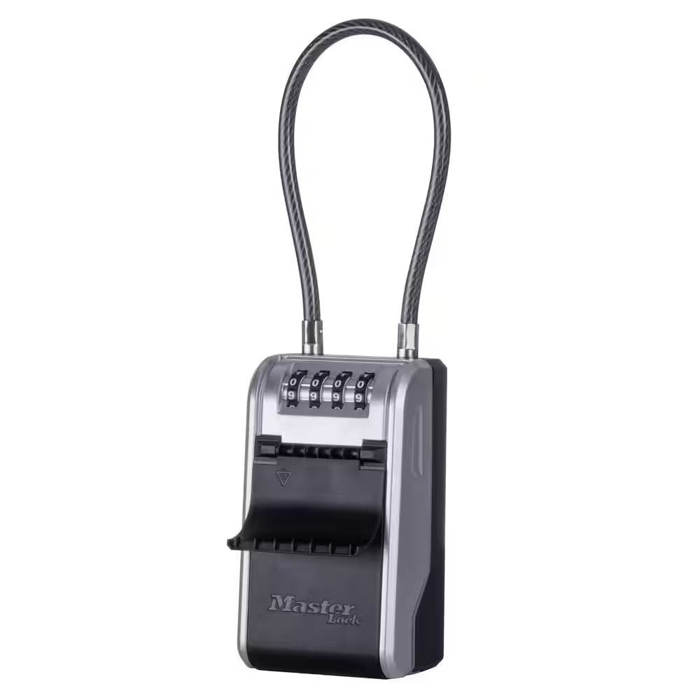Large Outdoor Lock Box with Combination Dial and Removable Cable