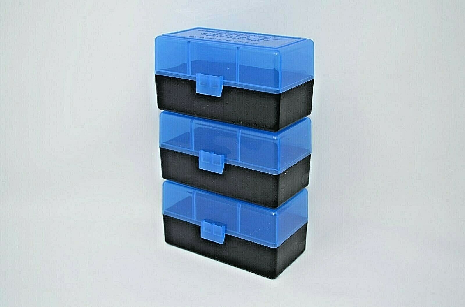 (3) BLUE/BLACK 50 RND FOR 17 REM or 204 RUGER AMMO BOXES