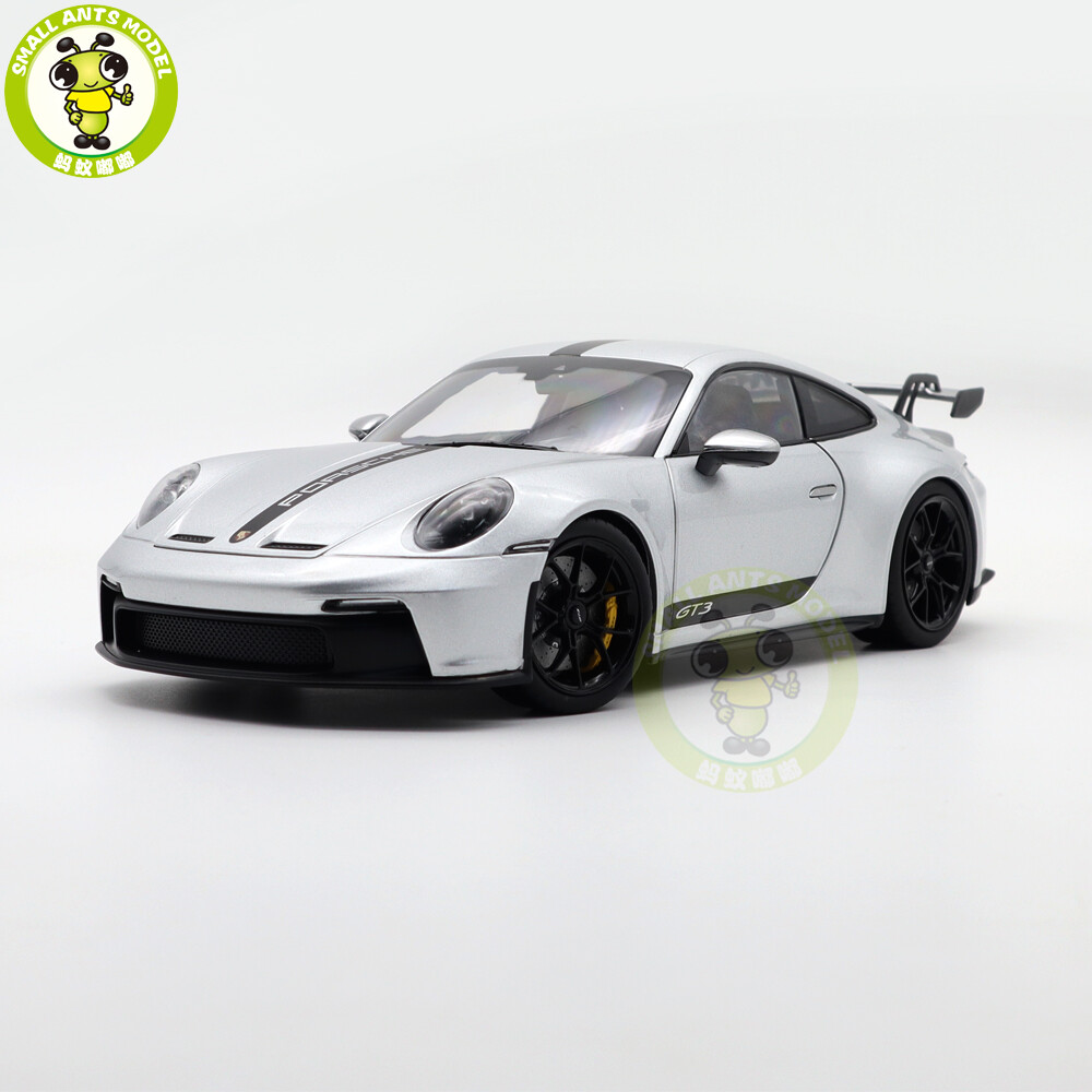 1/18 Porsche 911 992 GT3 2021 Norev 187317 Silver Black Strips Diecast Model Car