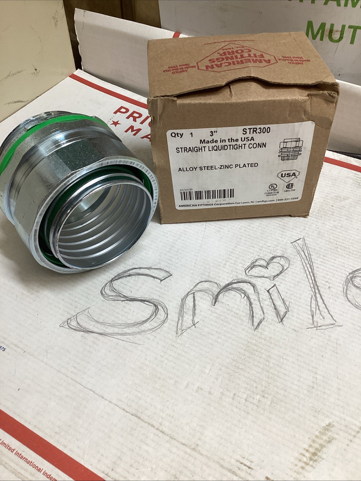 American Fittings STR300 Straight Liquid Tight Connector Seal 3” Conduit LFMC