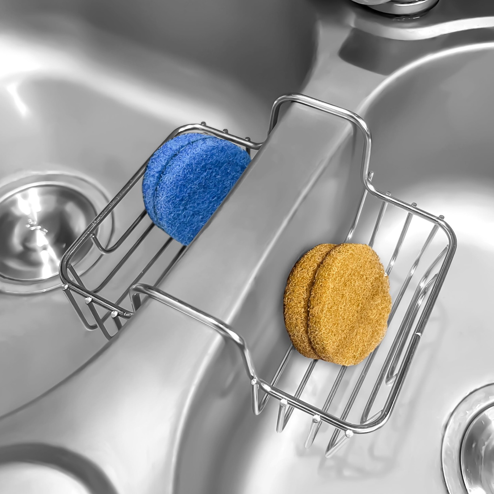 Stainless Steel Sponge Holder for Kitchen Sink - Never Rust Hanging Saddle Do...
