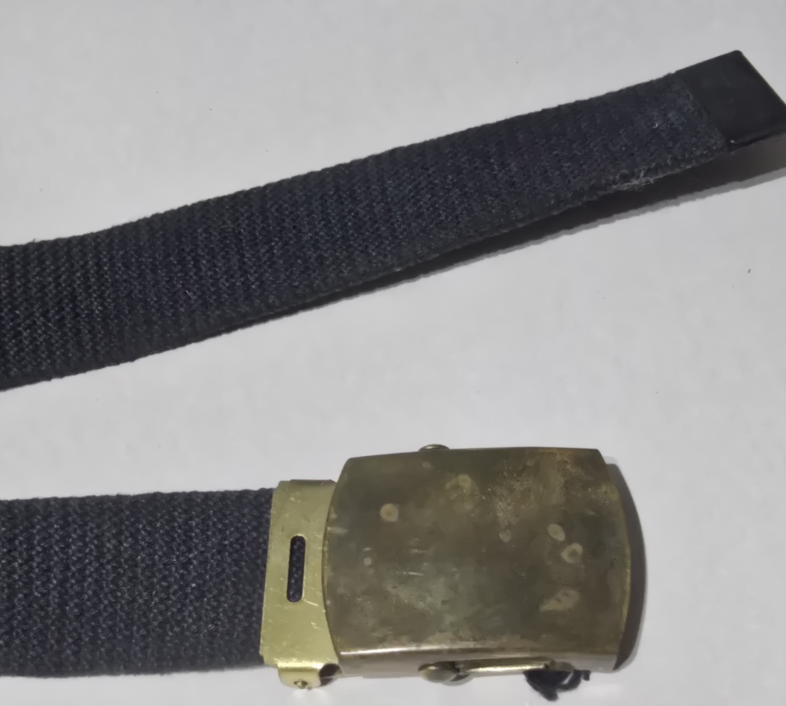 35" U.S. Military Brass Belt Buckle Made By DOMAR U.S.A. Blue Belt