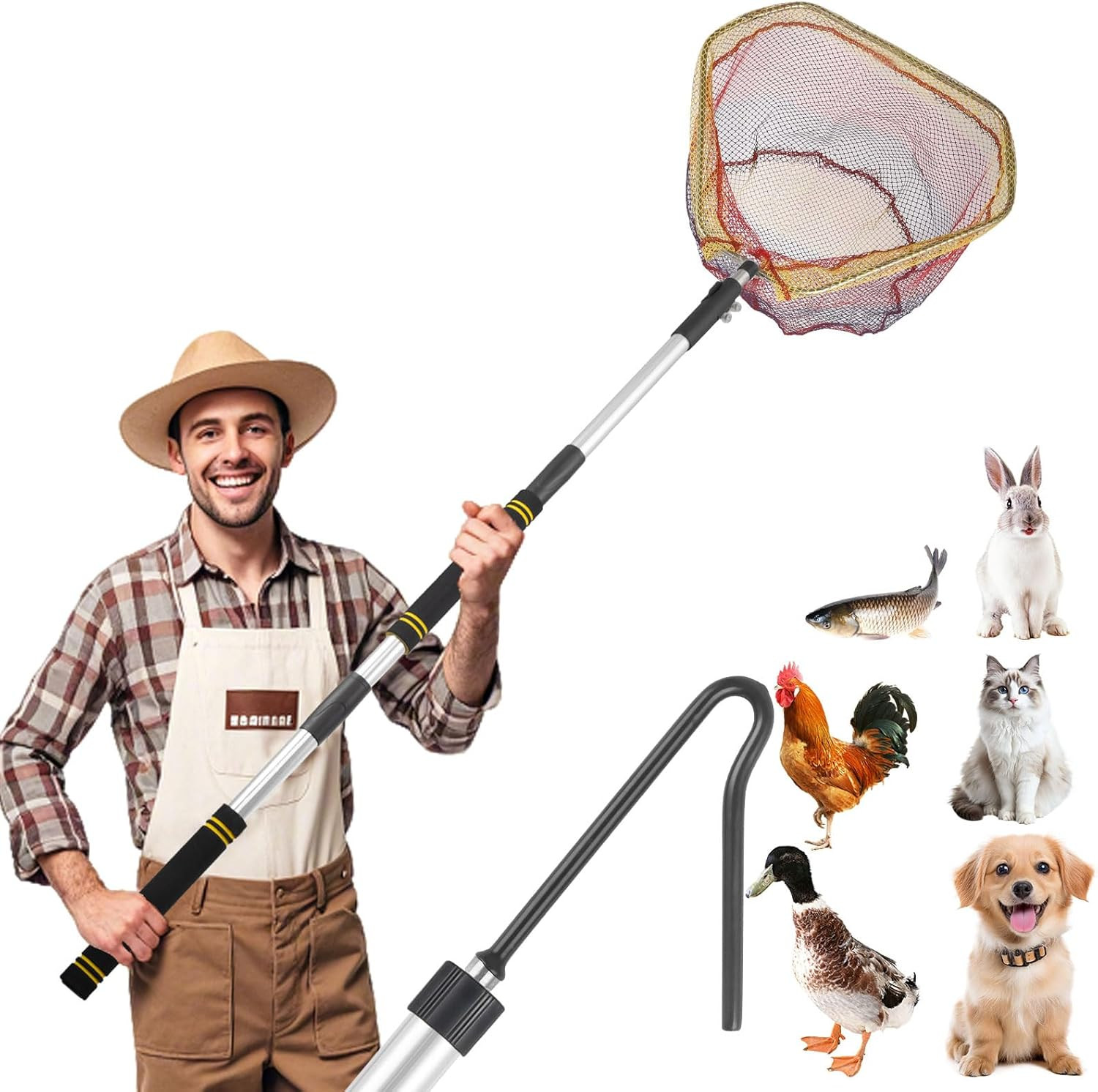 Chicken Catcher Net,37 to 93In Chicken Catcher Leg Hook Extra Long Handle Animal