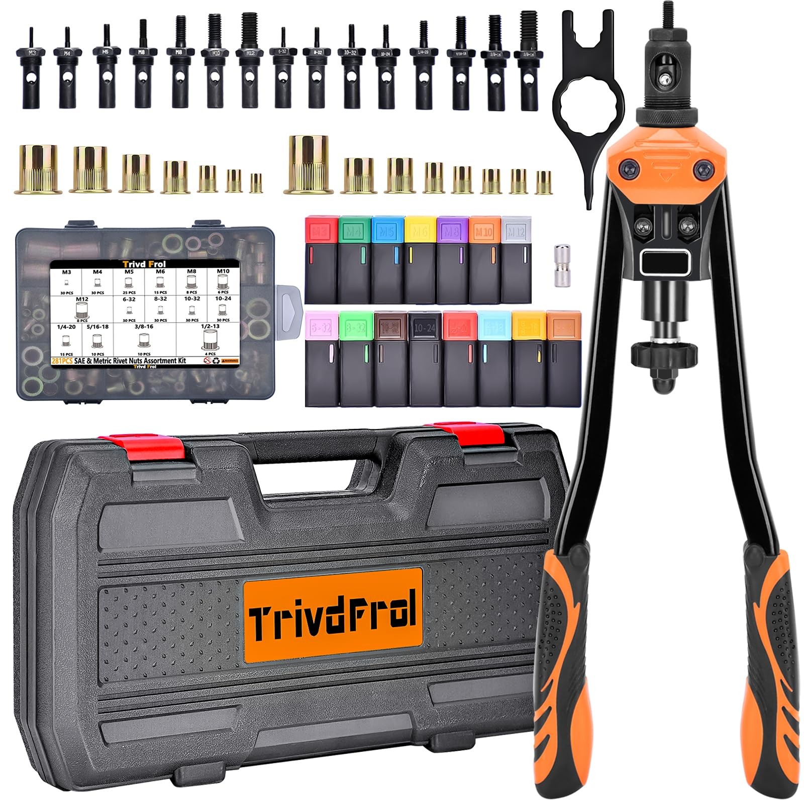 Trivd Frol 16" Rivet Nut Tool, Nutsert Tool Kit with 15 Metric and...