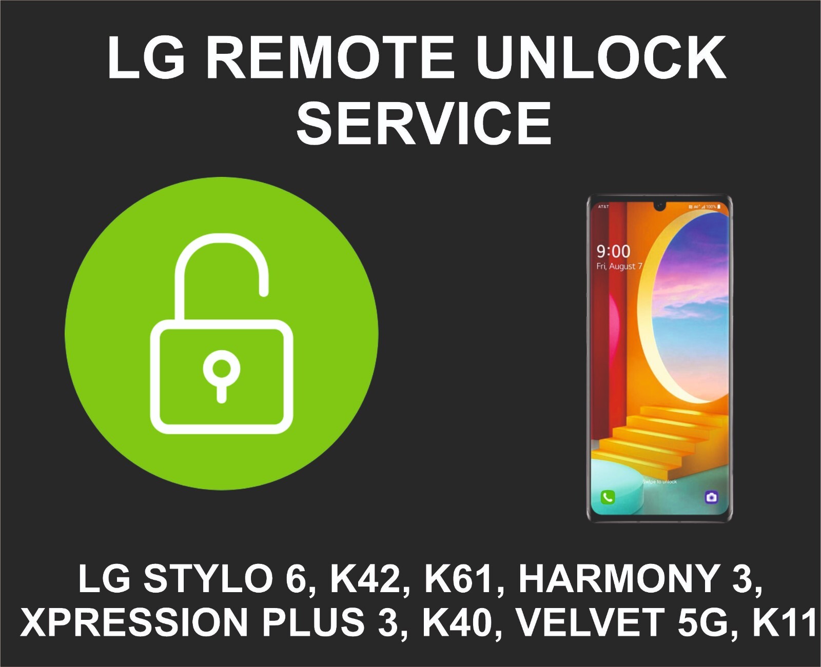 Lg Network Unlock, Stylo 6, K42, K61, Harmony 3, Xpression Plus 3, K40, Velvet 5