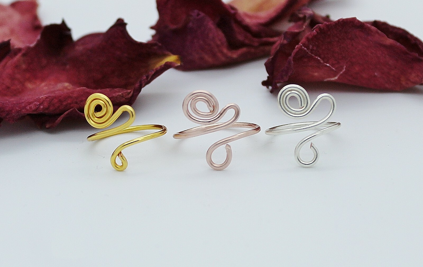 Adjustable Toe Rings Choose Your Finish Rose Gold-Silver or Gold Plated