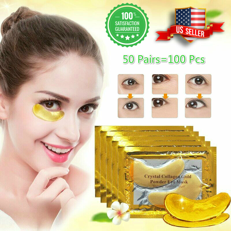 100 Pcs Gold Crystal Collagen Under Eye Patch Wrinkle Anti Aging Dark Circle Pad