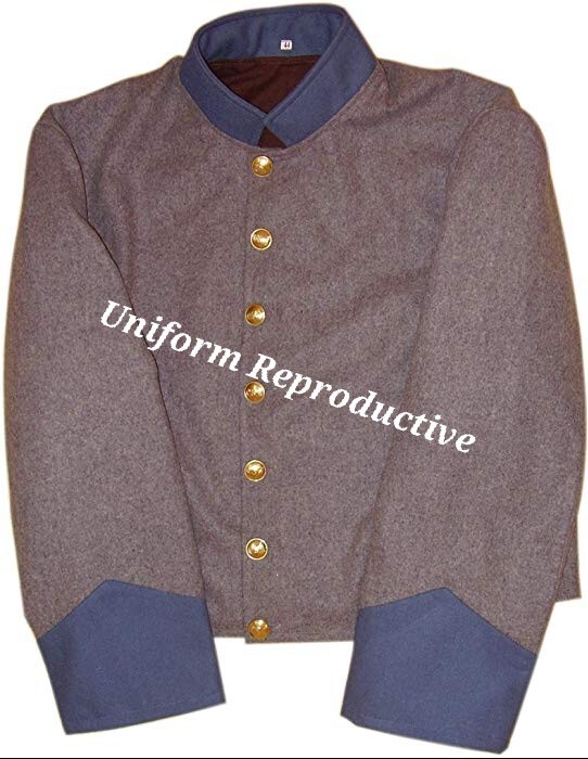 Civil War Confederate Shell Jacket With Sky Blue Cuff Collar Available All Size