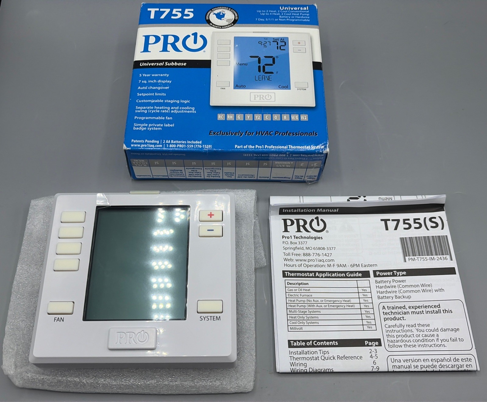 Pro1 T755 Universal Thermostat - New Open Box