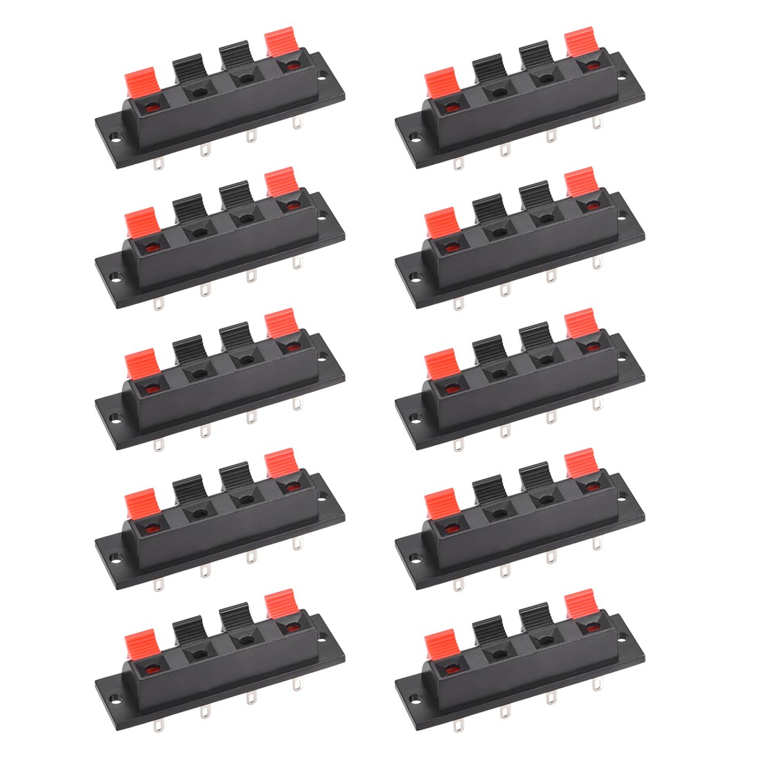 4 Way Spring Speaker Terminal Push Release Audio Cable Strip 10pcs