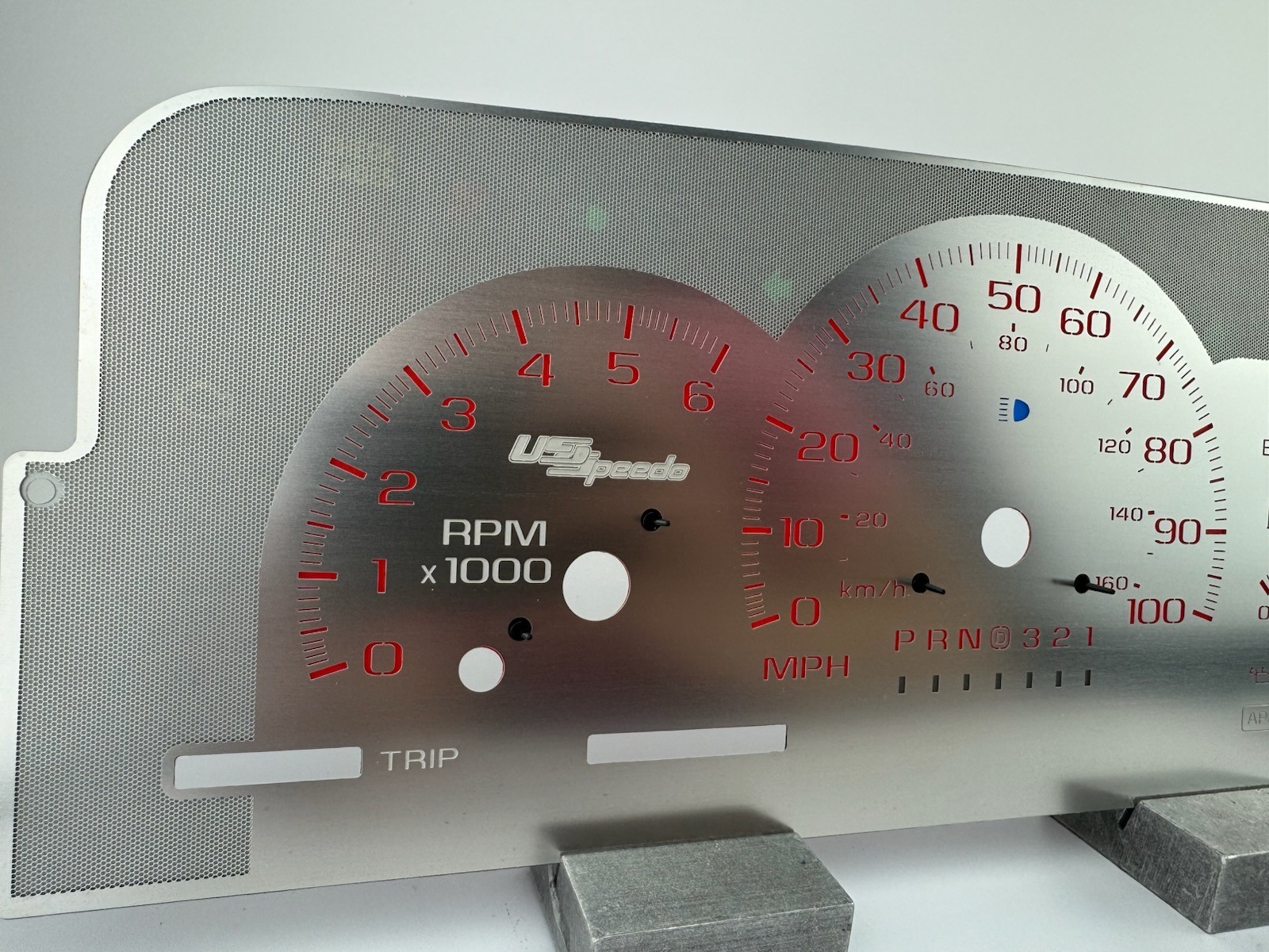 US Speedo Red Font Stainless Steel Gauge Face for 95'-98' GM/Chevy Truck & SUV