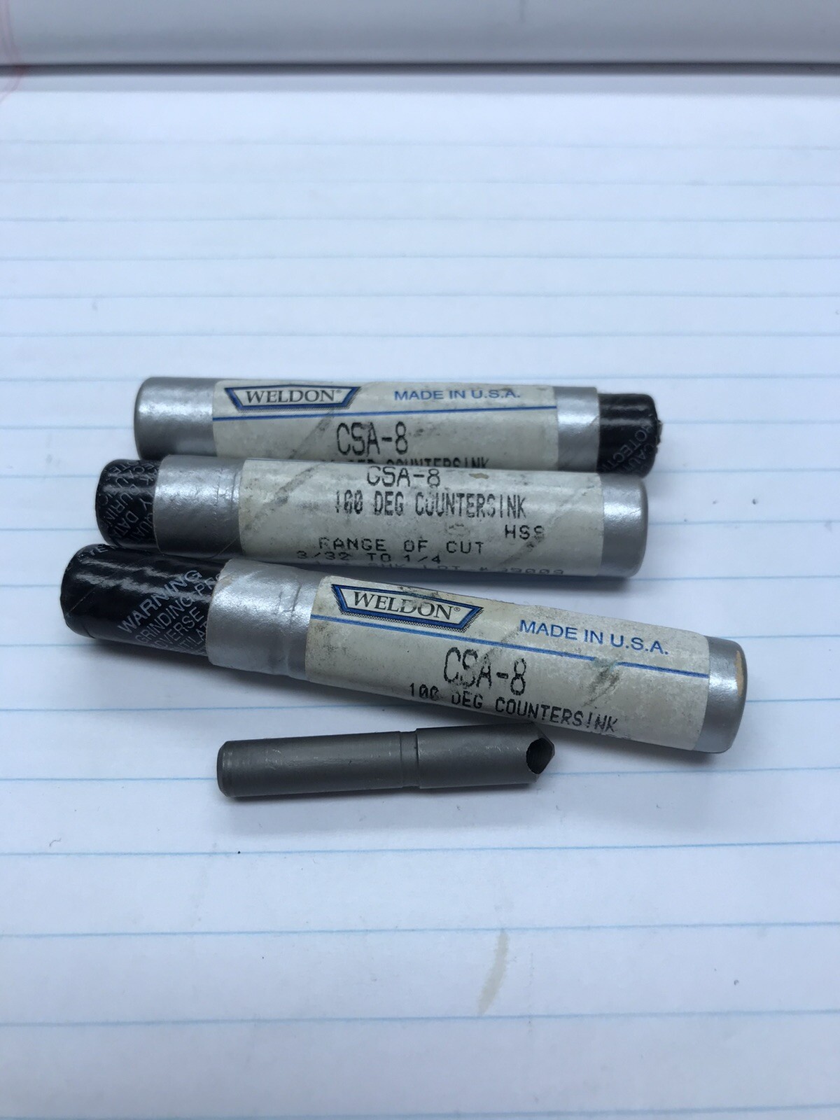 3 Pcs. CSA-8 1/4”-100 Degree HSS ZERO Flute Counter Sink. Made In USA. (loc F14)