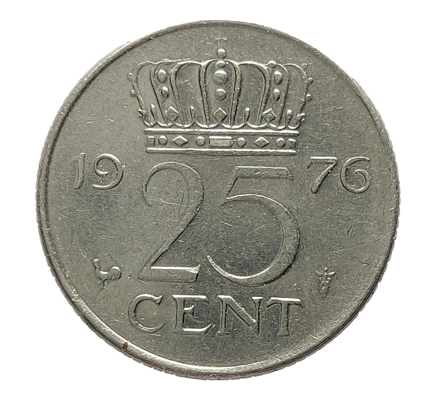 25 Cents 1976 Netherlands Nickel Coin Quin Juliana FREE DELIVERY G356