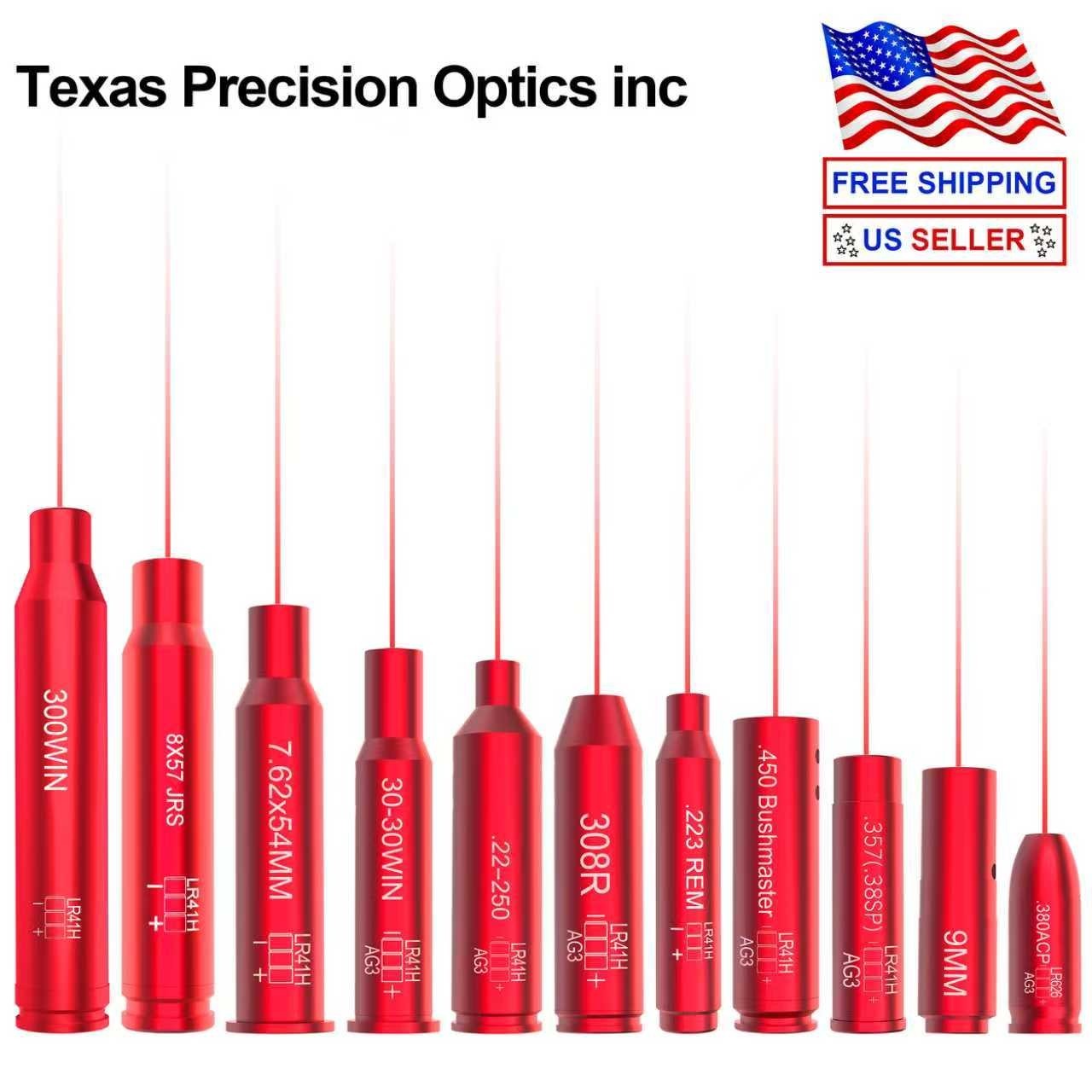 TPO  Red Laser Bore SightCAL 7MM 8MM 9MM 223 300BLK 308/350 20GA w/ 6 Batteries