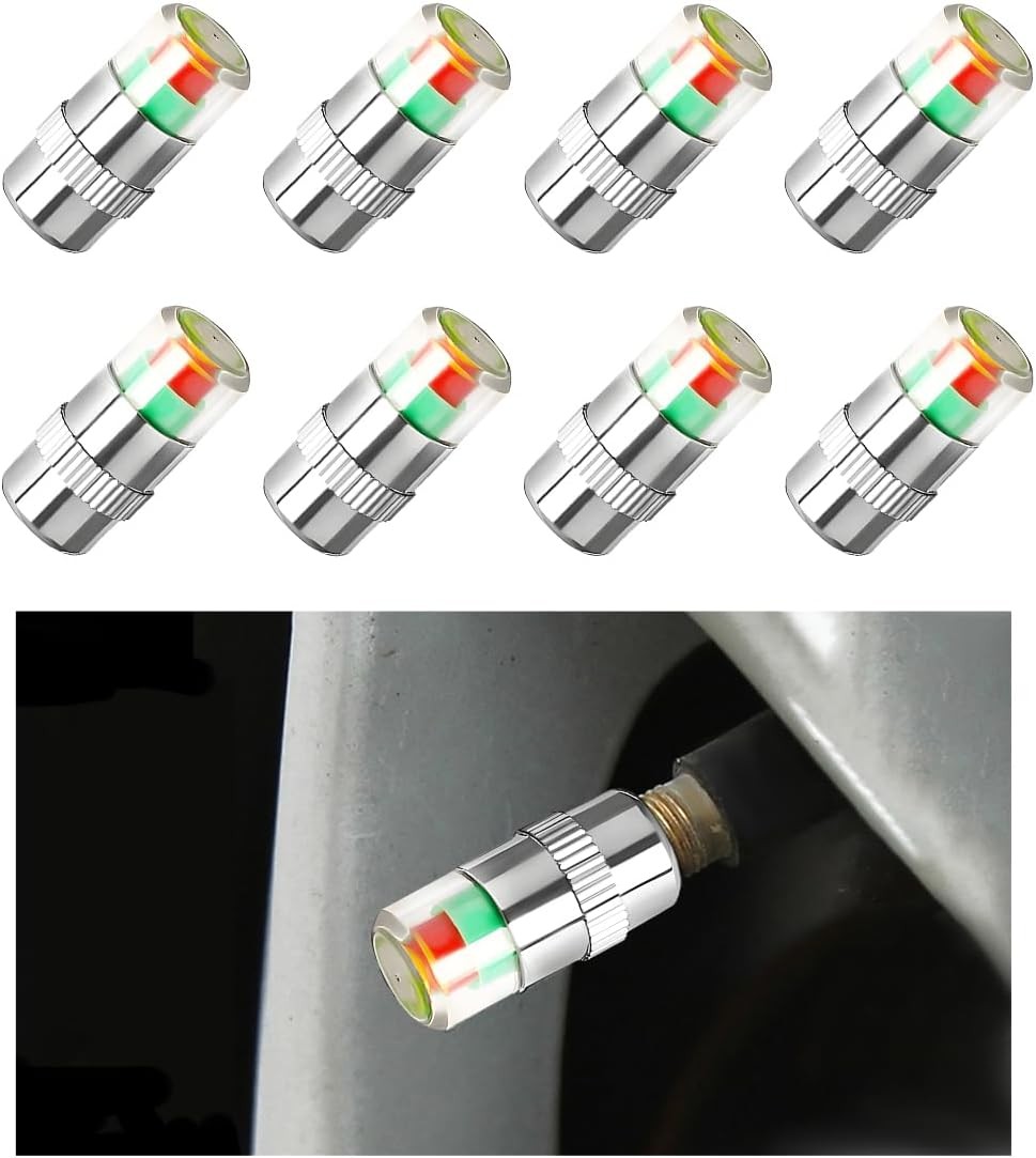8 PCS Tire Pressure Monitor Valve Stem Caps, 2.4Bar 36 PSI Tire Pressure Sensor