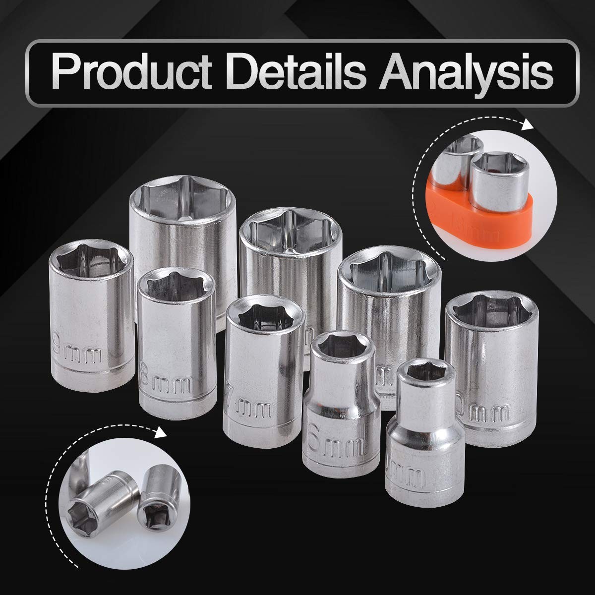 9PCS Impact Adapter and Reducer Set Socket Reducer Adapters Ratchet Socket Ad...