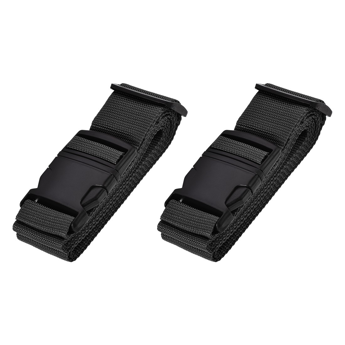 Luggage Straps Suitcase Belts with Buckle 2Mx5cm Travel Packing, Black 2Pcs