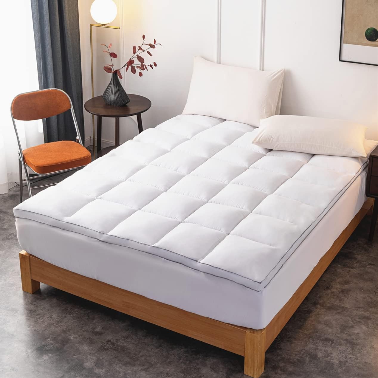 DROVAN Mattress Topper Queen Size - Extra Thick Pad Queen, White