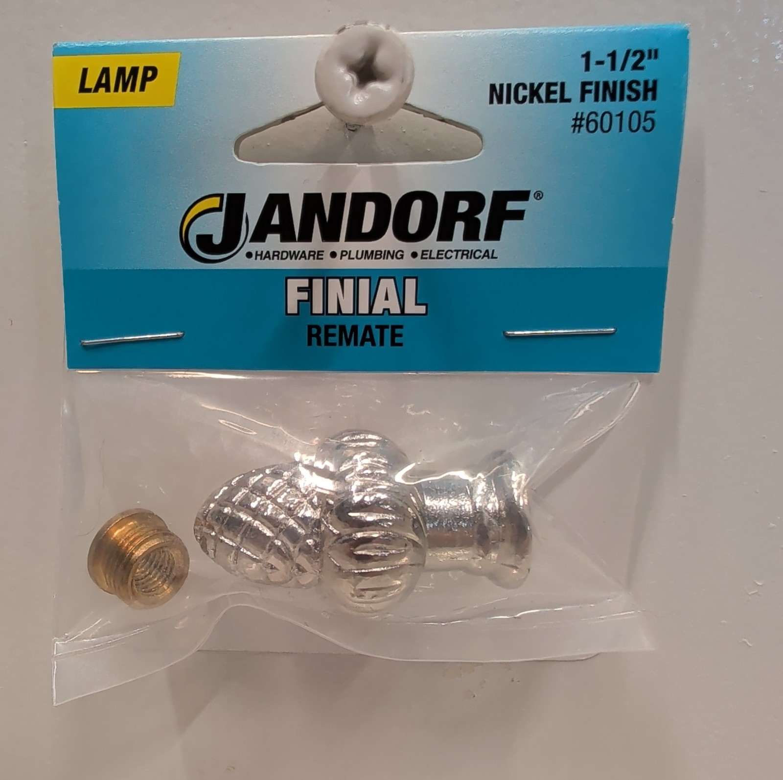 Jandorf 60105 Nickel Acorn Lamp Finial Decorative Flair 1‑1/2" 1/4‑27 New