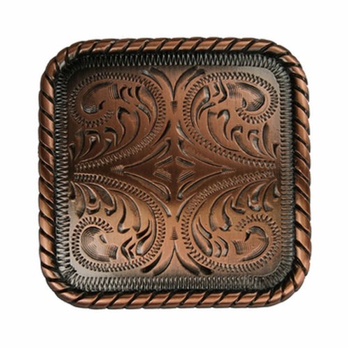 Western Equestrian Cowboy Decor Black Copper Rope Border 2-1/4" Square Concho