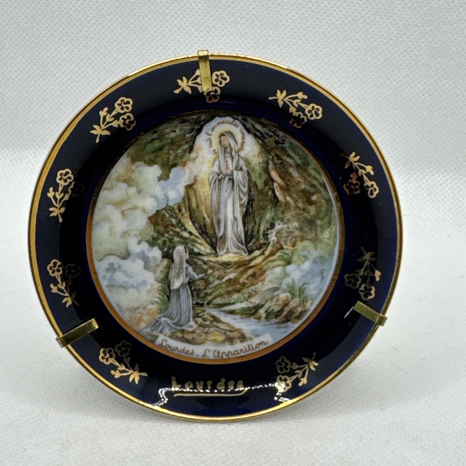 Vintage LIMOGES France Porcelain Mini  Decorative Plate Lourdes Apparition