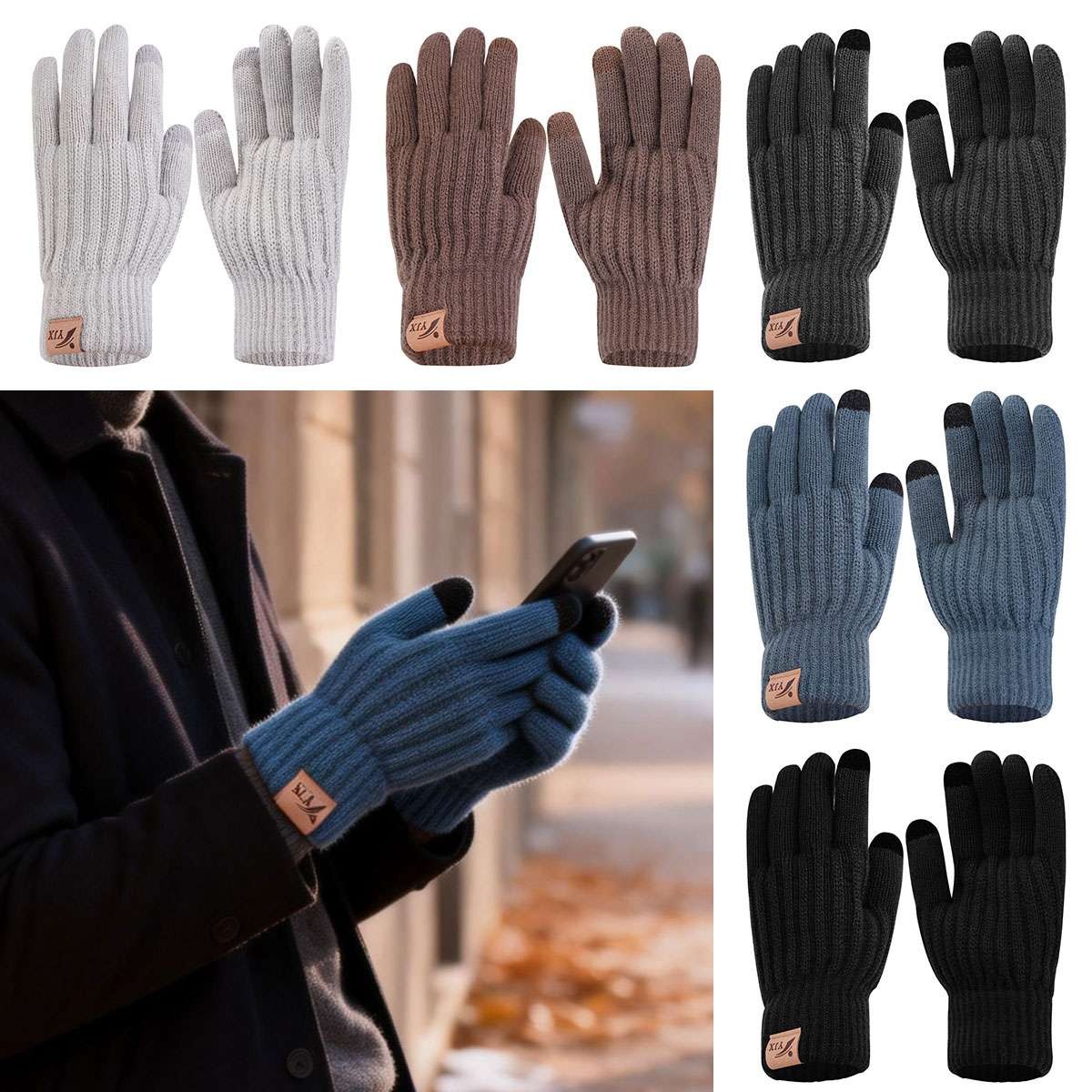 Thermal Windproof Winter Gloves Knitted Touch Screen Warm Mittens For Men Women