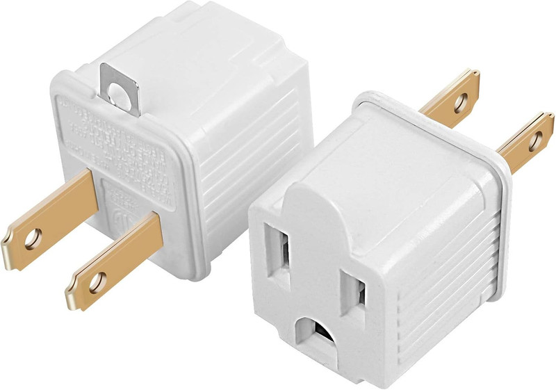 Grounded Adapter 3-Prong to 2-Prong Outlet Converter - 3 Pin to 2 Pin Plug Socke