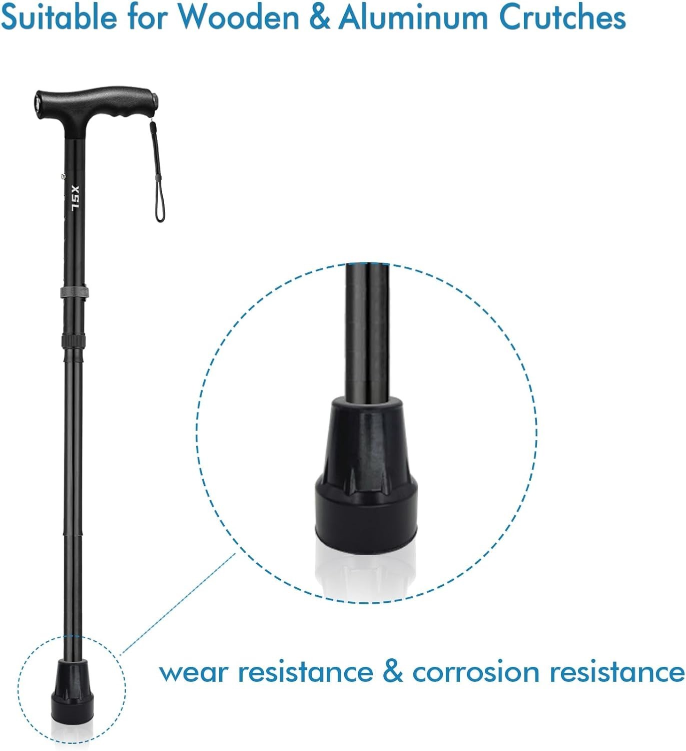 SecureGrip 1-Inch Cane Tip Replacements – Pack of 2