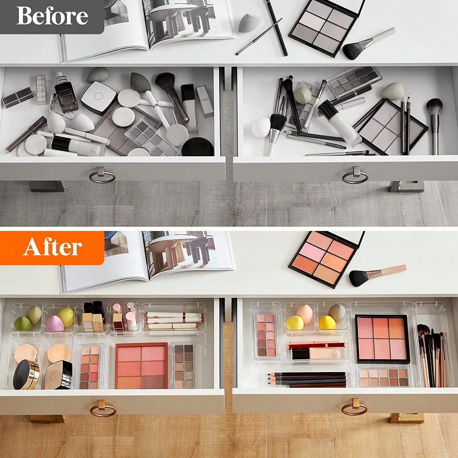 18Pcs Drawer Organizer Set 4 Sizes Multifunctional for Bathroom