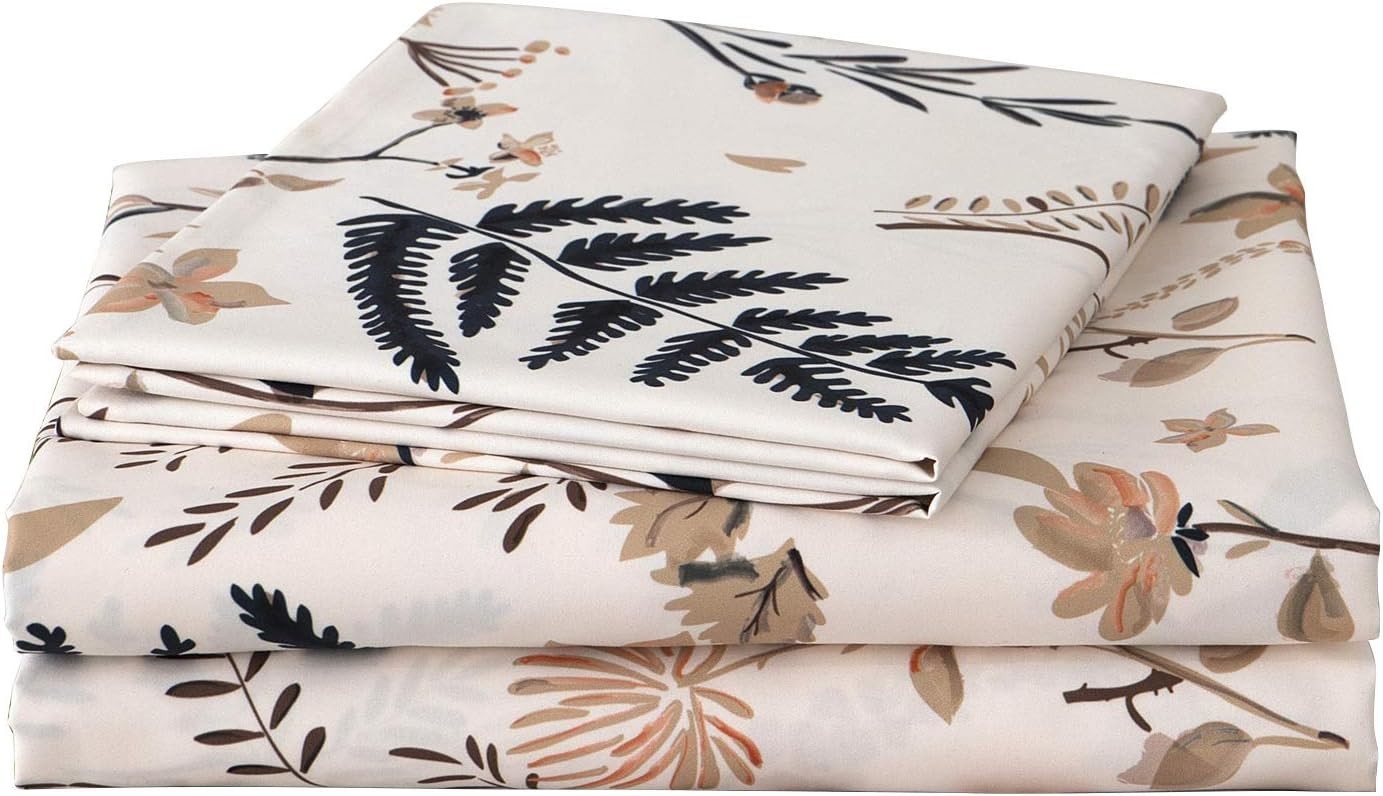 King Size Microfiber Sheet Set Floral Pattern Extra Deep Pocket 4 Piece