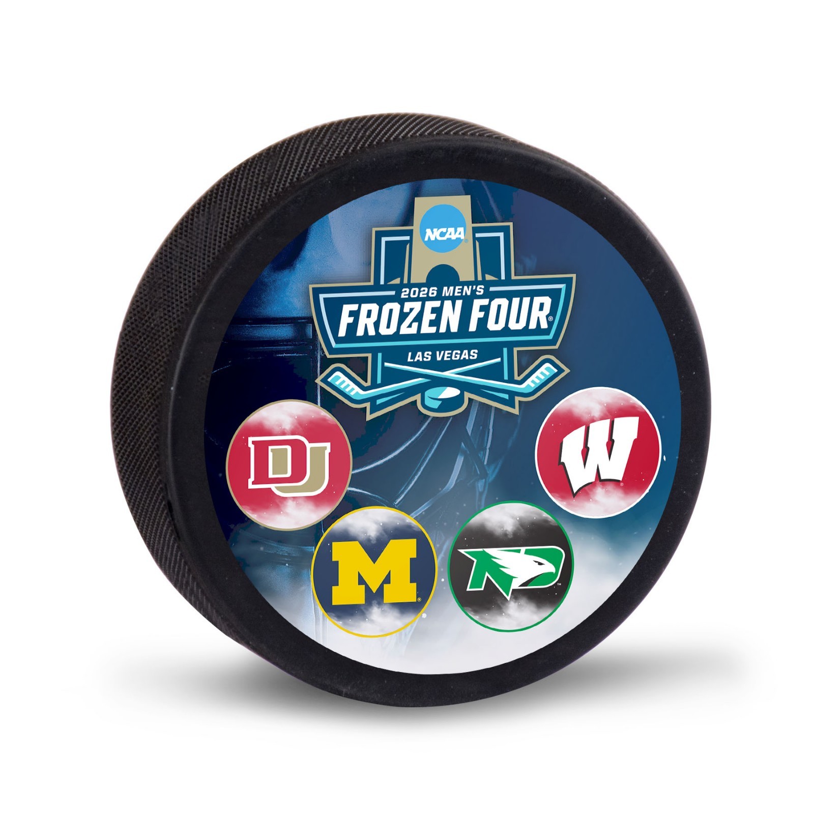 2026 Frozen Four Denver Wisconsin North Dakota Michigan Vegas 4 Team Hockey Puck