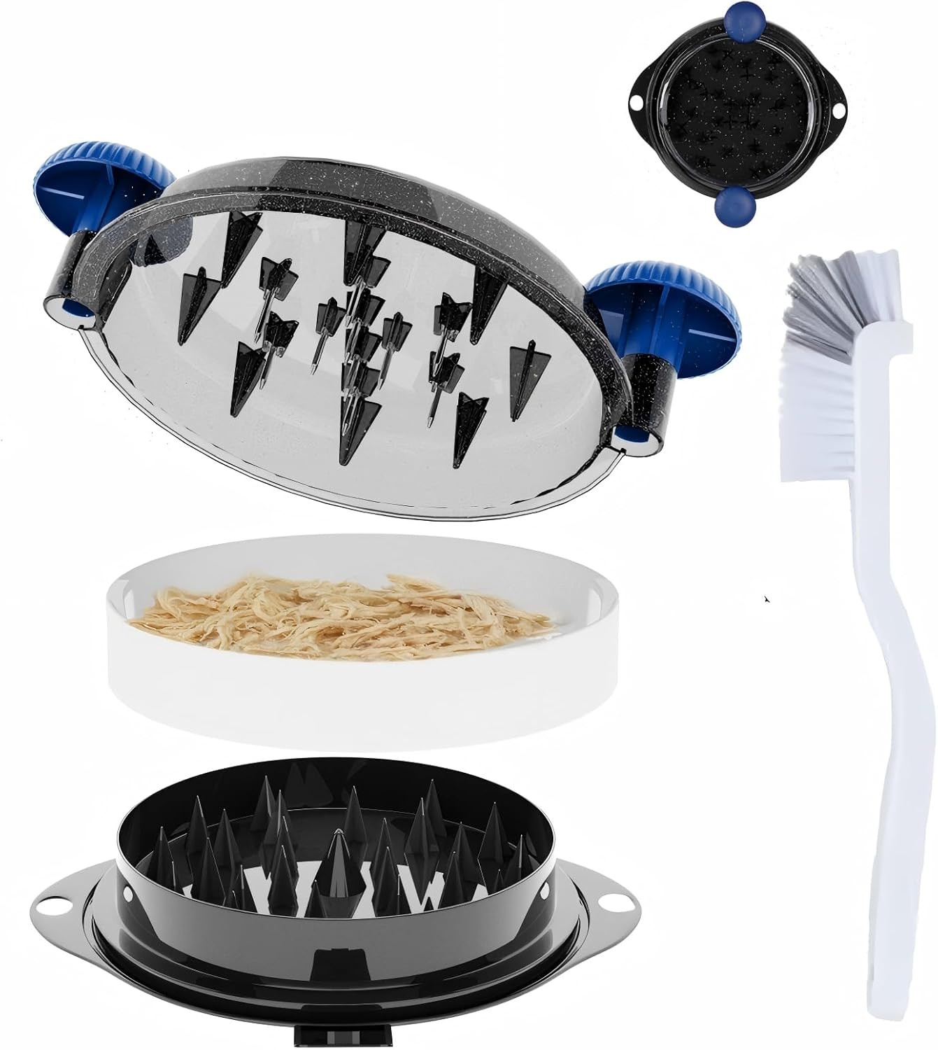 Rallador De Pollo Carne Grande Twist Pro Acero Inox Pared Cocina Azul Negro