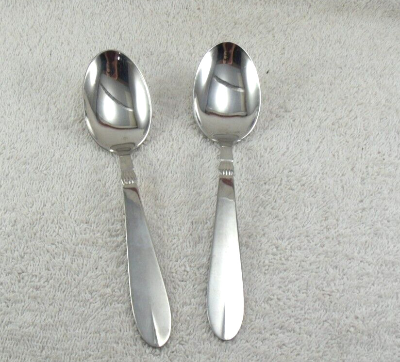 Inger Soup Spoon Lot of 2 Sival Glossy Stainless Flatware Denmark