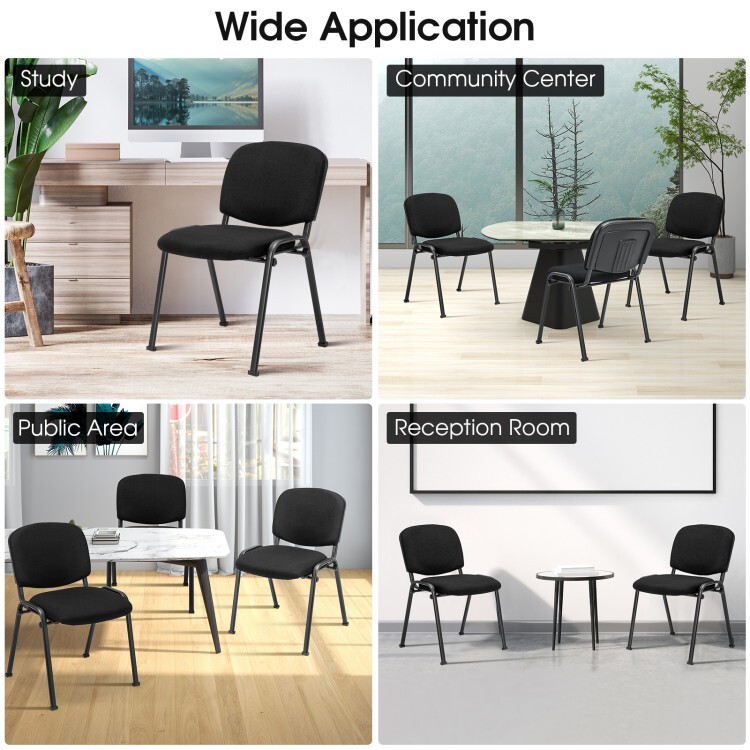 2PCS Reception Room Chairs Office Furniture Guest Stackable Chairs w/Metal Frame
