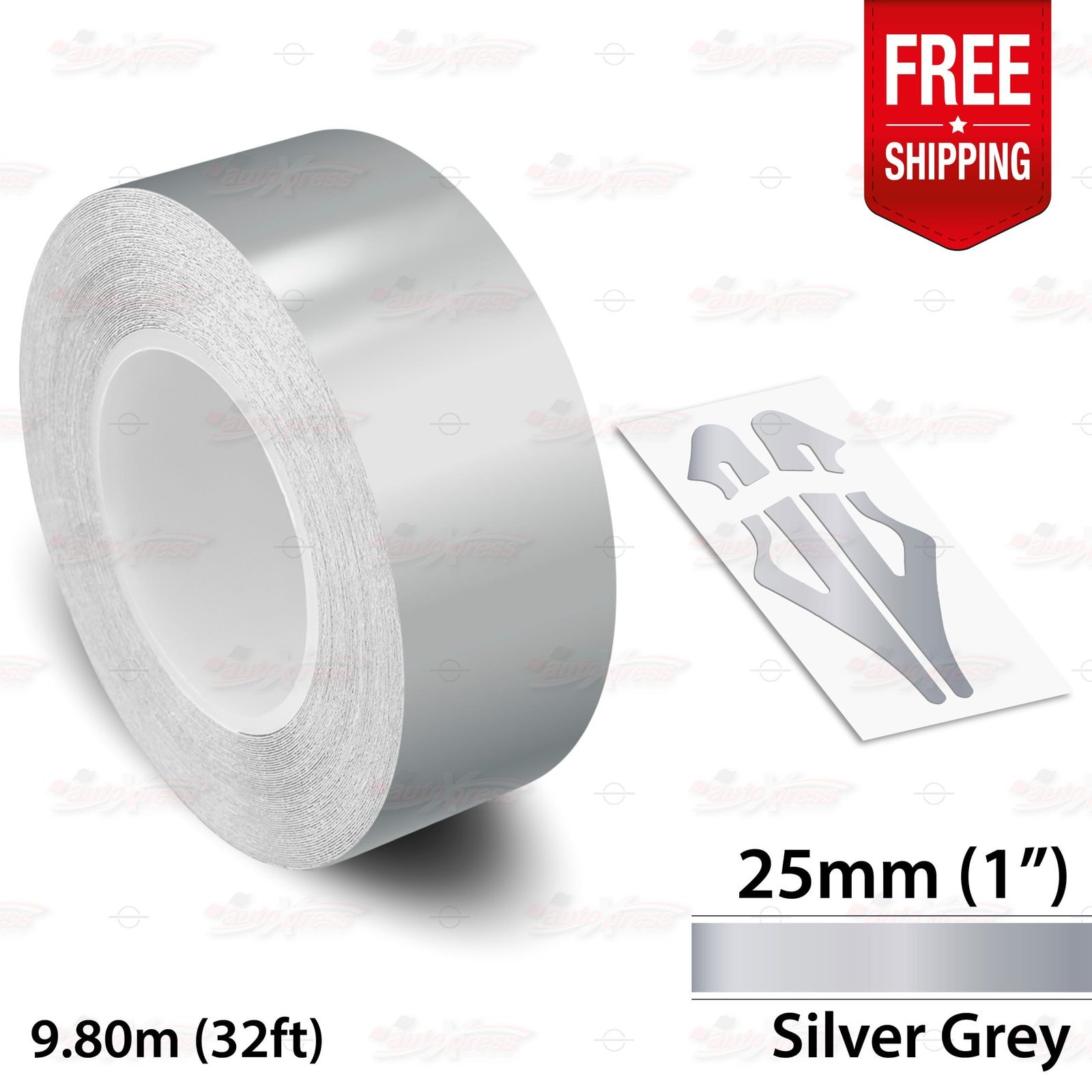 SILVER GRAY 1" 25mm Roll PIN STRIPE Car Striping Line TAPE Decal Vinyl Sticker