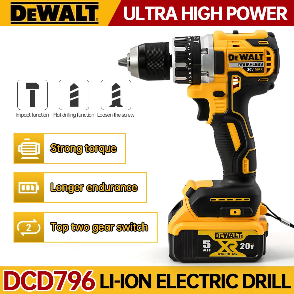 DEWALT DCD796 20V MAX Brushless Hammer Drill Driver Cordless LED Light Tool Only