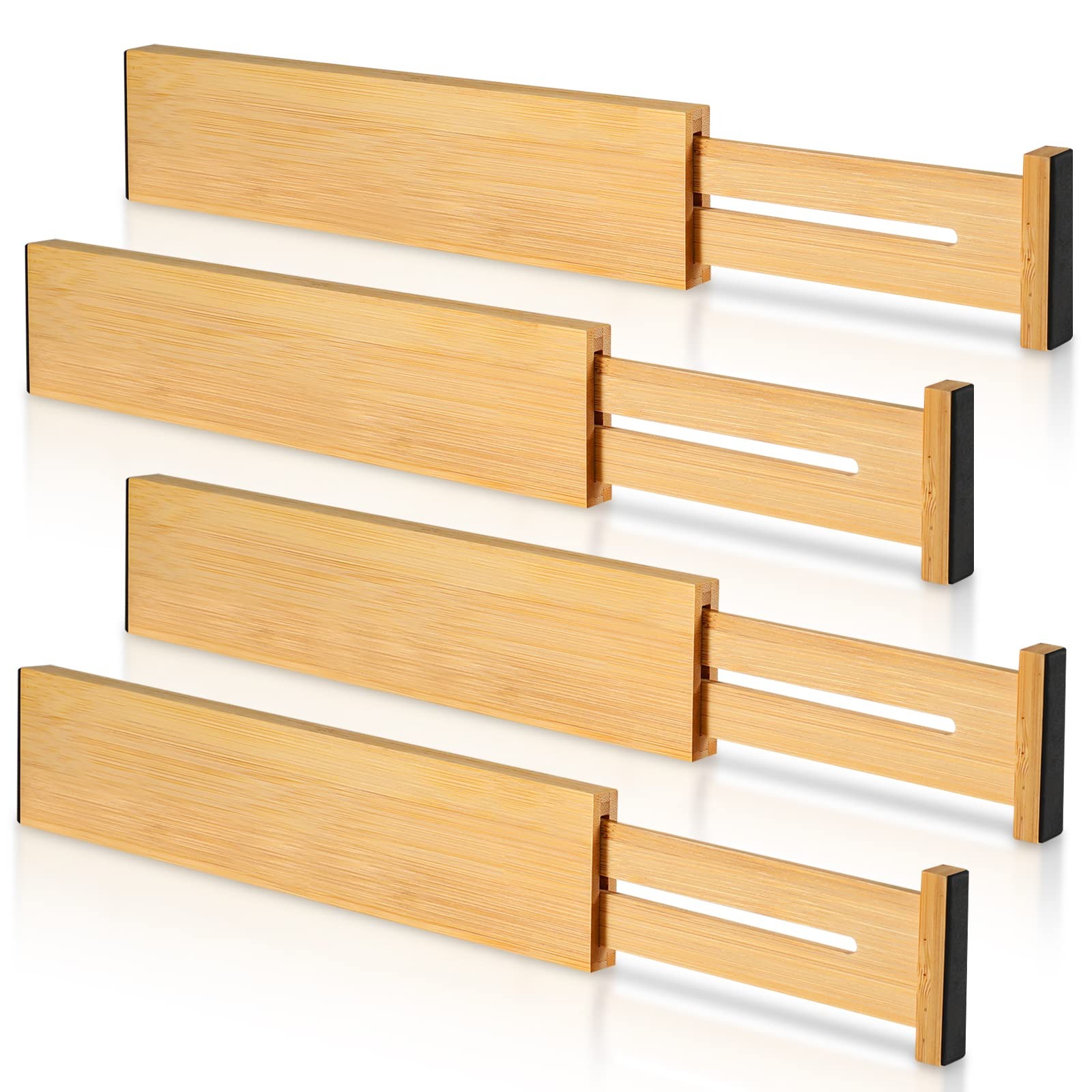 4 Pack Drawer Dividers 2.6" High, Adjustable Length from 12 Inch to 17 Inch, ...
