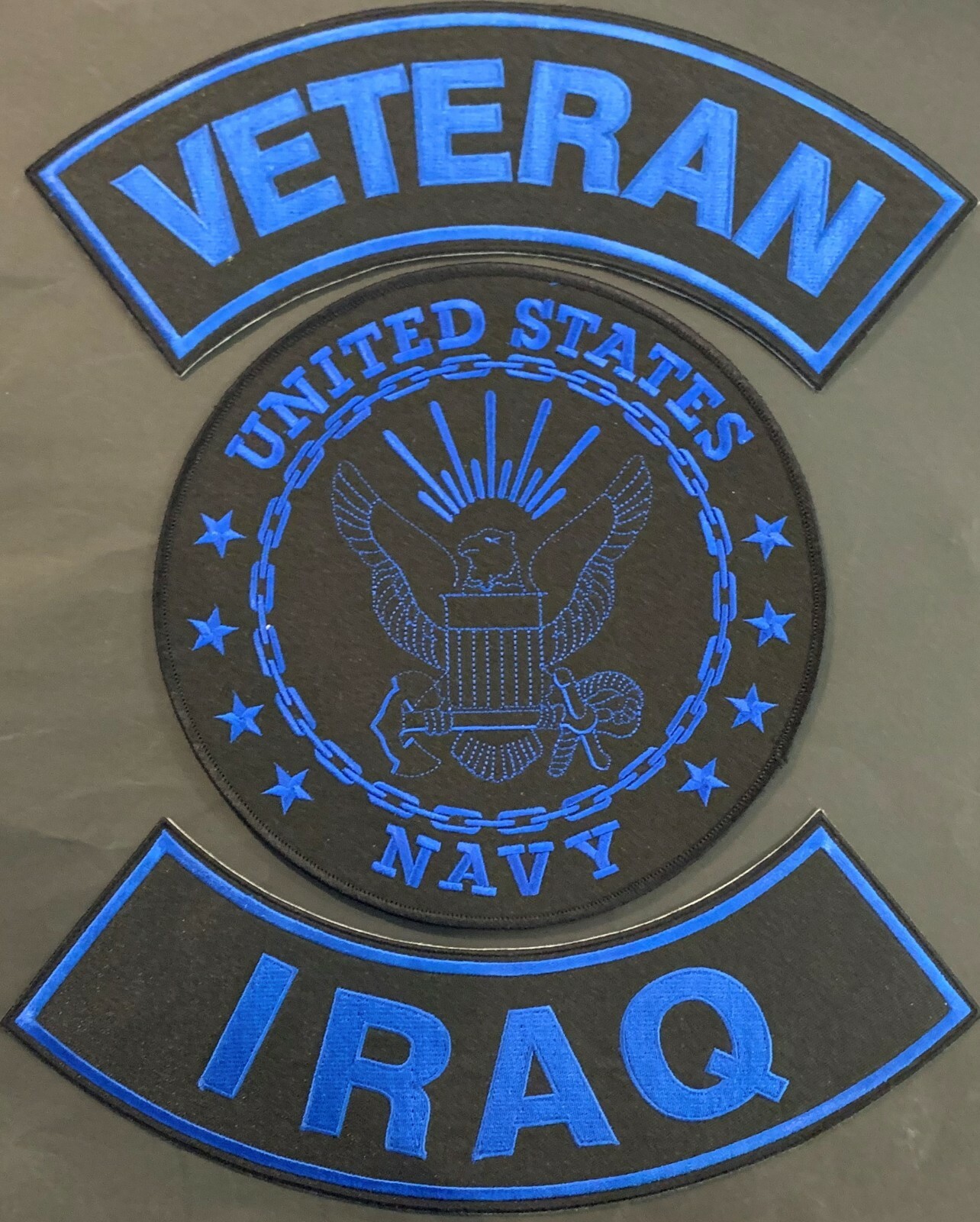 U.S. NAVY VETERAN IRAQ MILITARY MOTORCYCLE VEST LOT OF 3 PATCHES