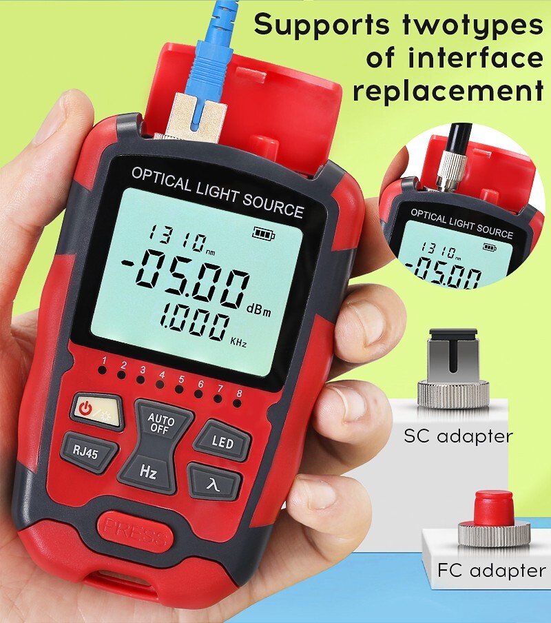 Fiber Optic Tester Tool Optical Power Meter Optical Fiber Light Source FC SC SM