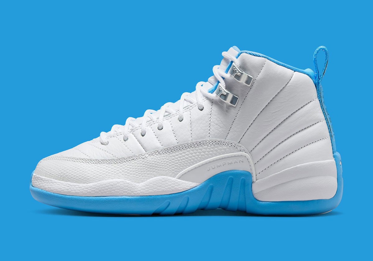Nike Air Jordan 12 Retro GS Melo White Blue UNC Nby 153265-112 Kid's Women's