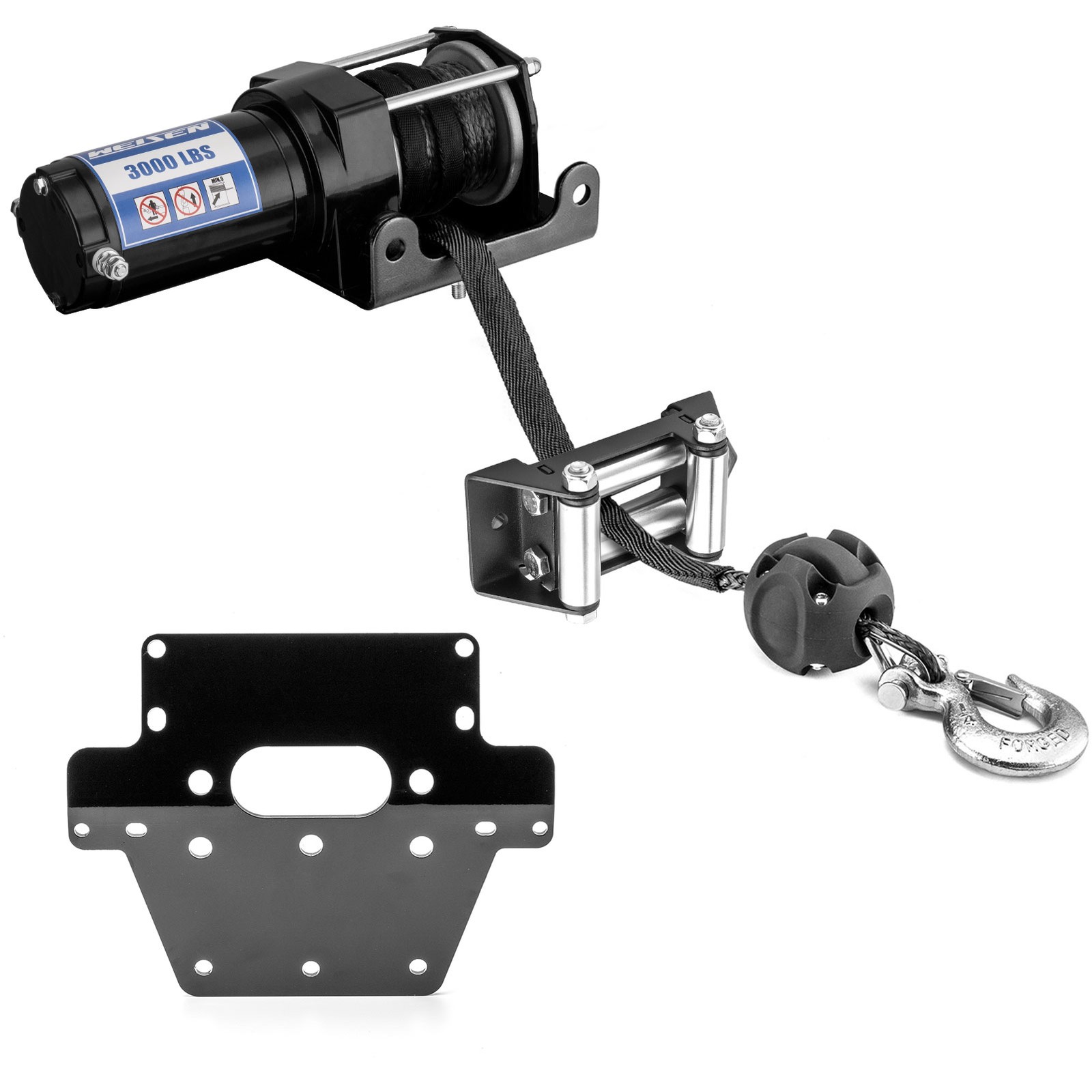 WEISEN Winch and Mount Plate Kit 3000 lbs ATV For Honda TRX420 Rancher 2007-2013