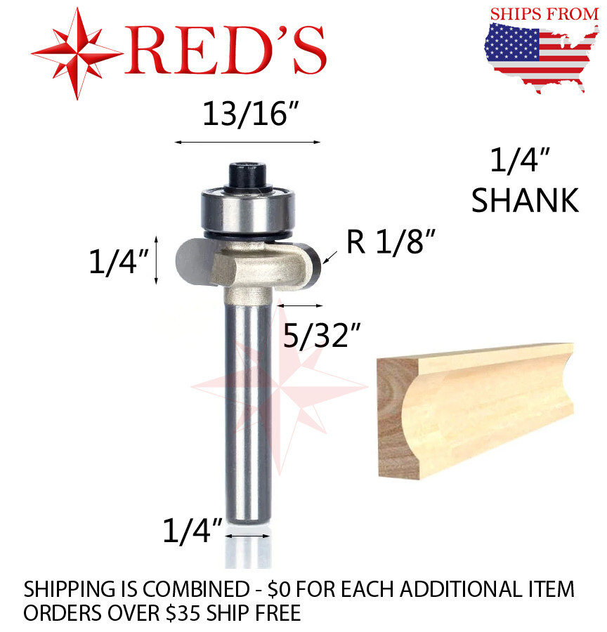 Tideway PRO LC15040404 1/4 Long 1/8 RAD Edge Flute 1/4" shank router bit