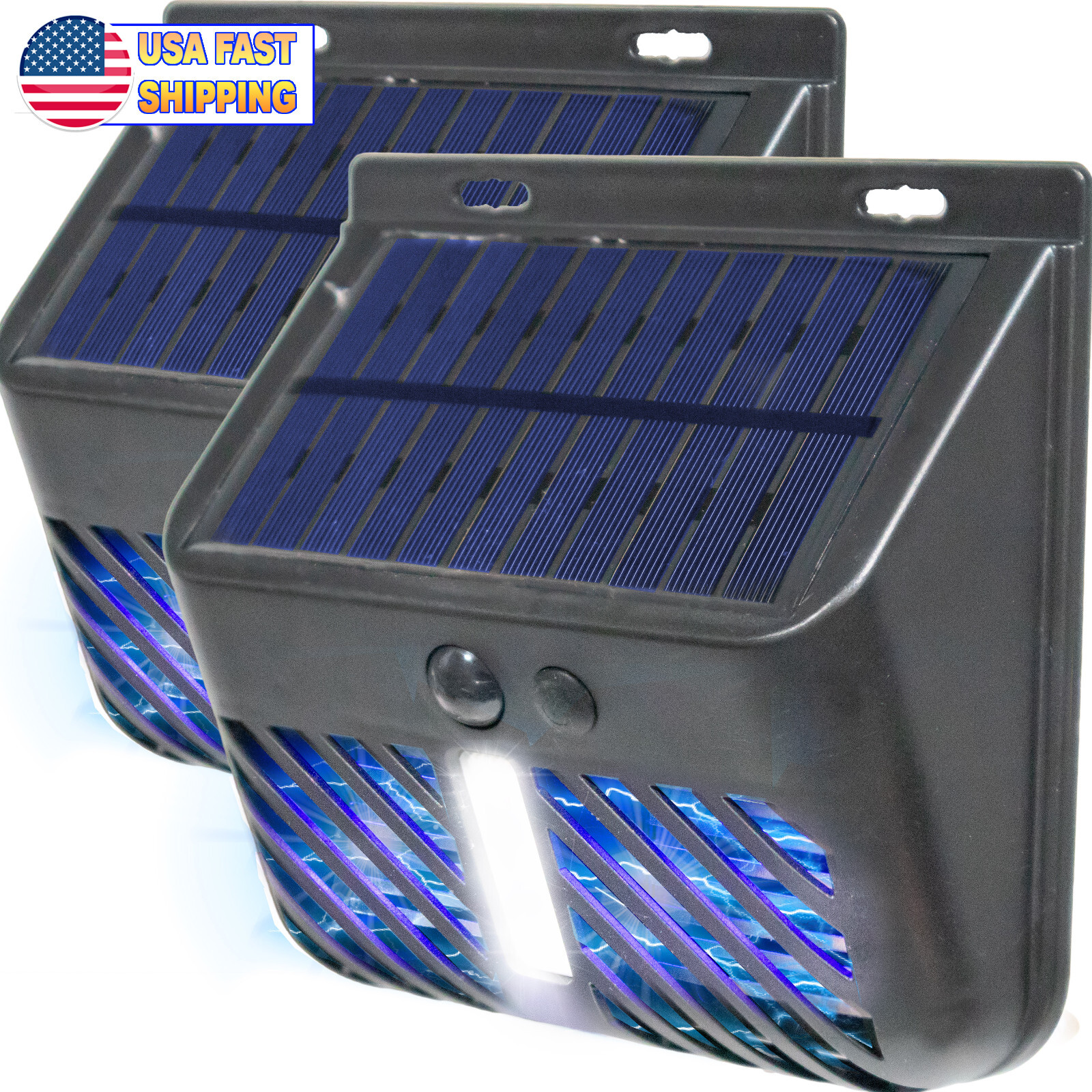 Solar Bug Zapper UV Mosquito Insect Killer w/ Motion Sensor LED Light Waterproof