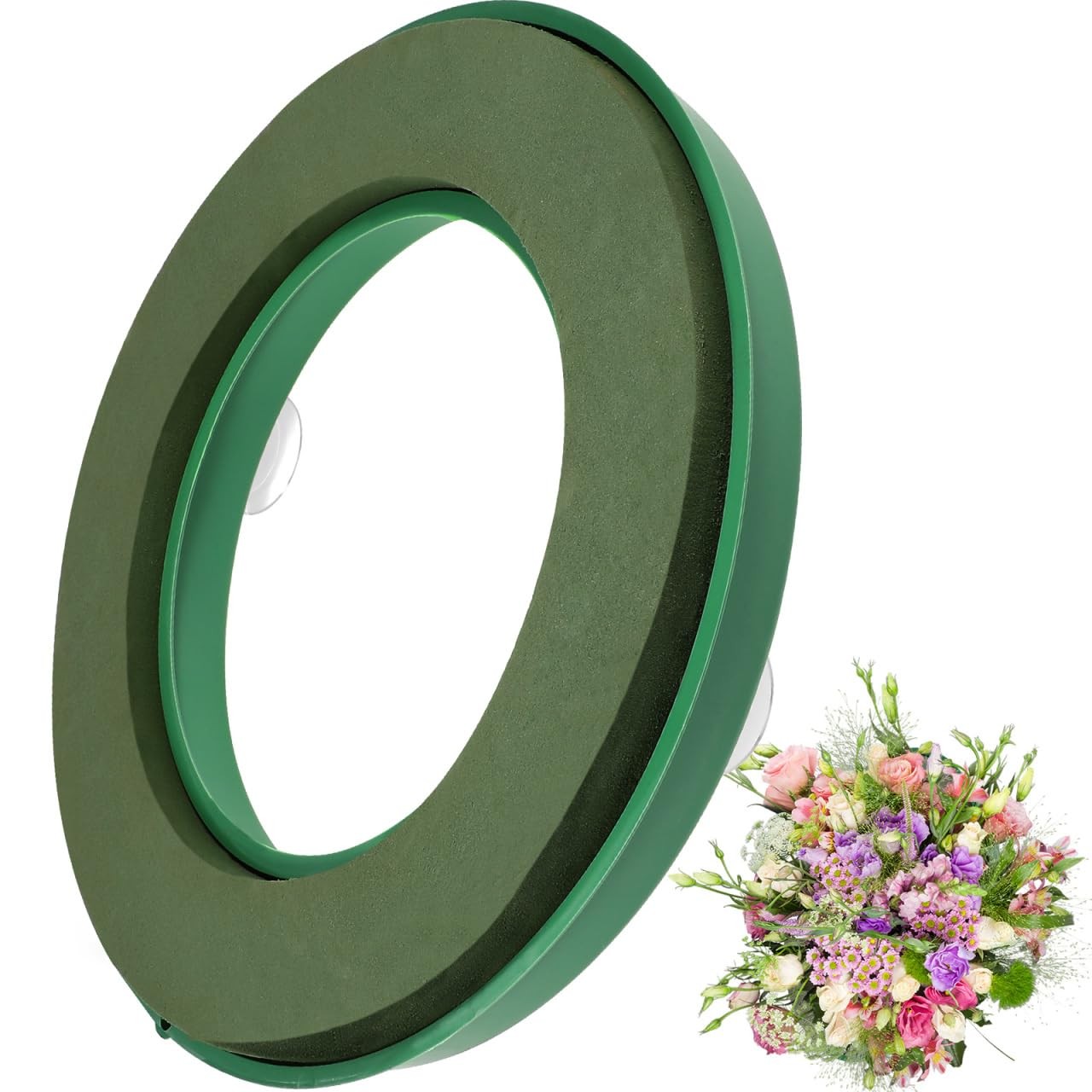 Floral Foam Wreath Ring, 11.2in Suction Cup Flower Holder Wet Floral Foam Wre...