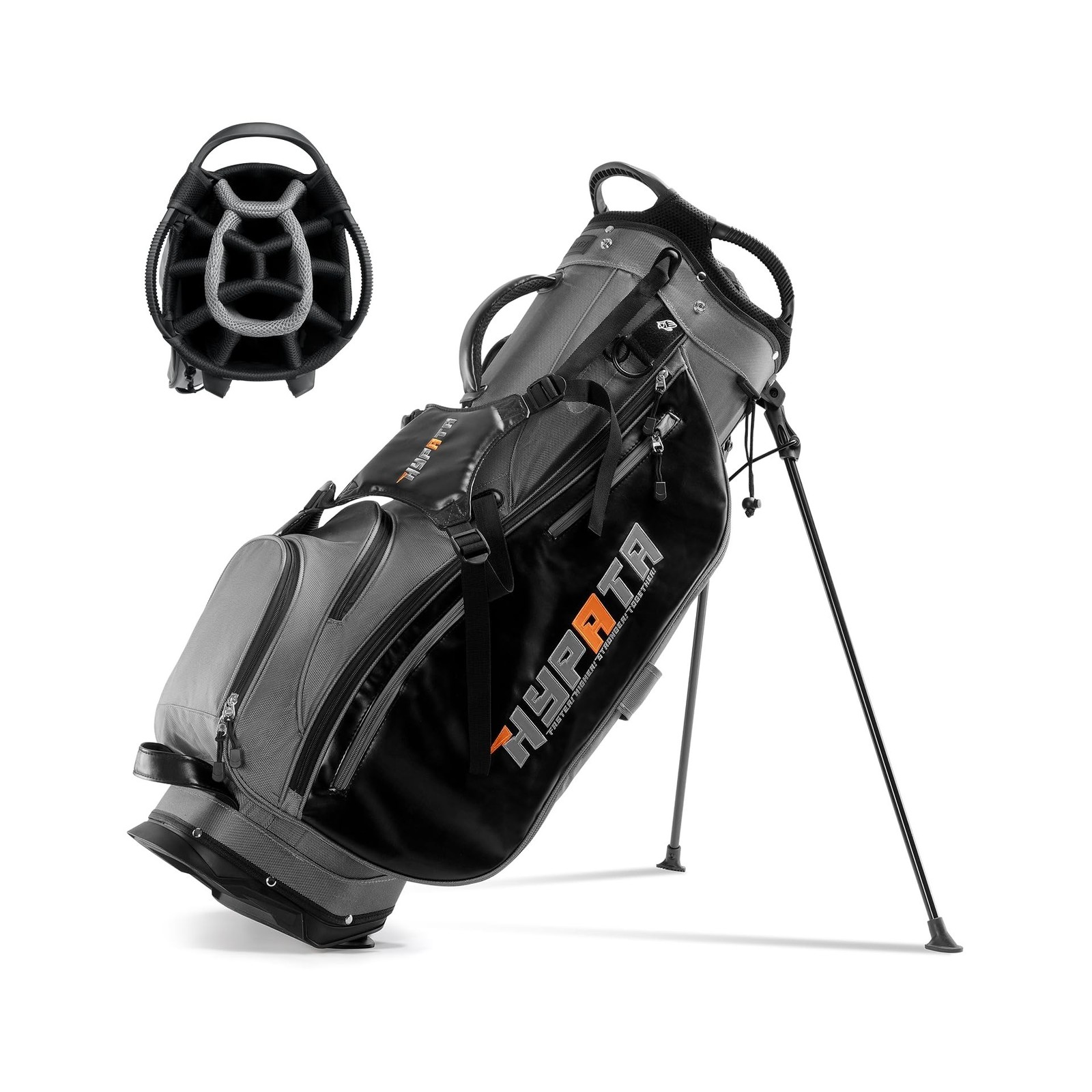 14-Way Golf Bags for Men, Leather Golf Stand Bag with Cooler Pouch, Rangefind...