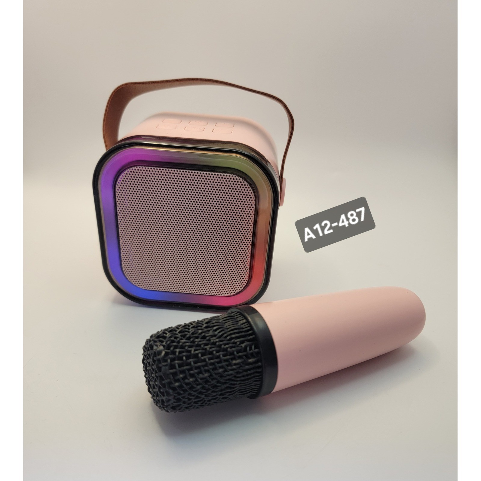 Mini Karaoke Machine Pink Wireless Microphone Bluetooth Speaker-tested A12-487