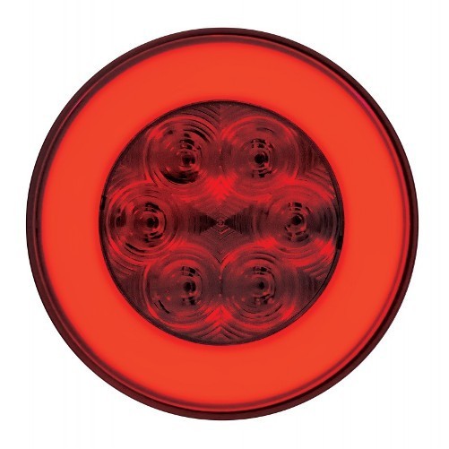 (2) " Halo " Red 21 LED 4" Round Trailer Truck Stop Turn Brake Tail Light Kits
