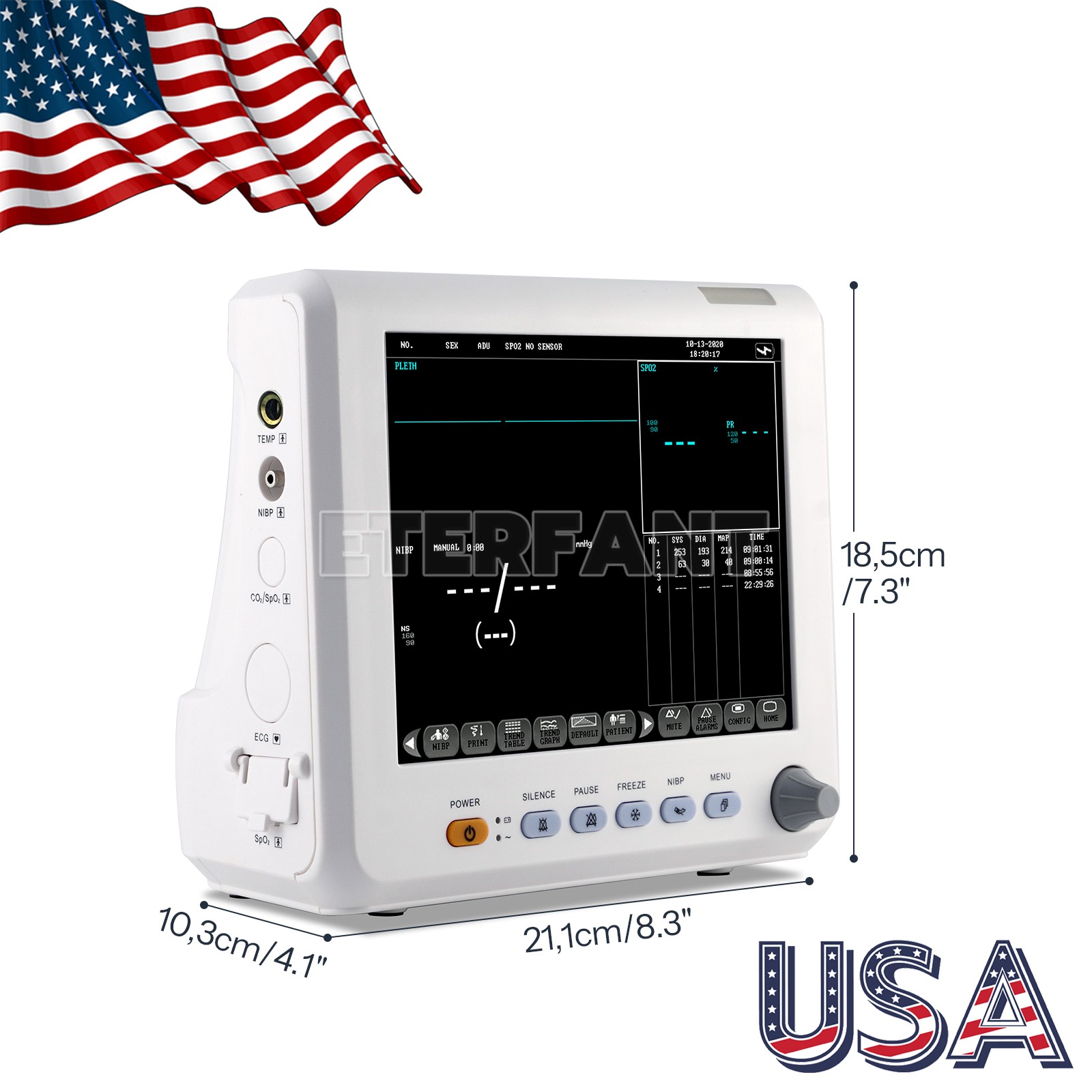 Dental 8"/15.6" Patient Monitor/Mobile Cart for Ultrasound Imaging Scanner US