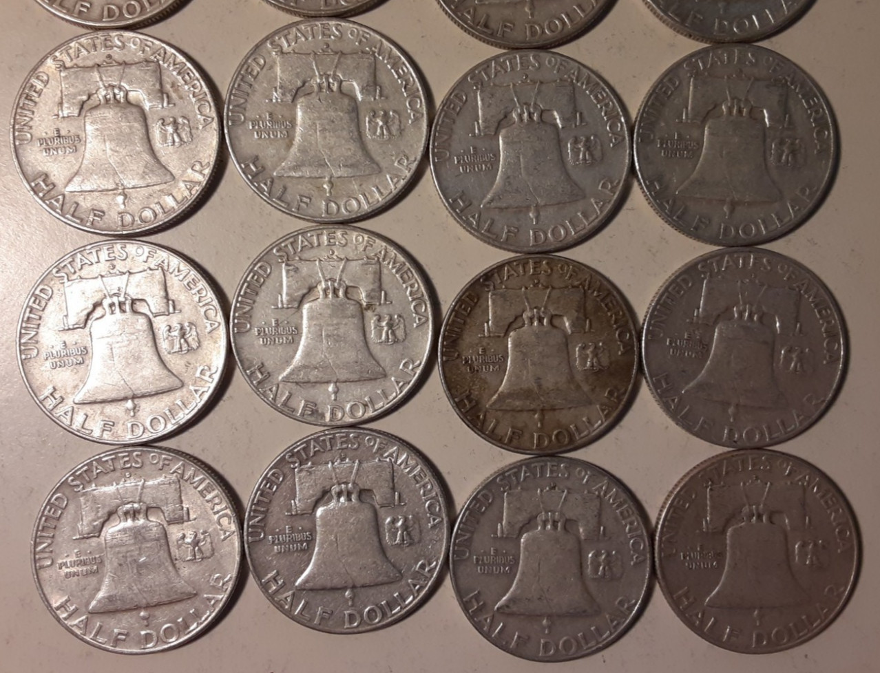 1961-D $10 Face Value 90% Silver Franklin Half Dollars various grades (#11-RDF)